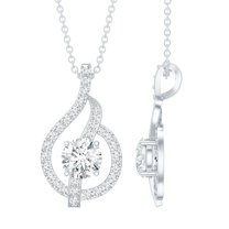 Rosec Jewels - Lab Grown Diamond Leaf Pendant (EF-VS Quality) - Minimalist Necklace with Chain, 18K White Gold