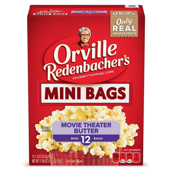 Orville Redenbacher's Movie Theater Butter Microwave Popcorn, Mini Bags, 1.5 oz (Pack of 8)
