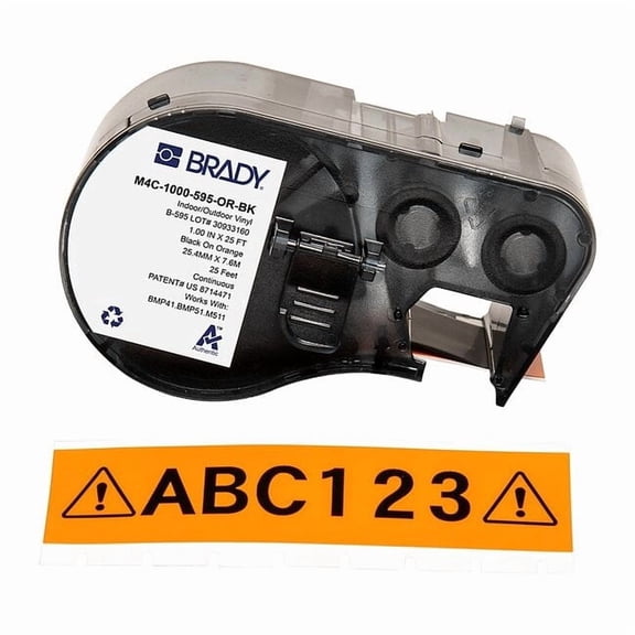 Brady Label/Ribbon Cartridge, Orange, Gloss, 1 in W M4C-1000-595-OR-BK