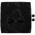 thumbnail image 5 of KAKOWELY 1 juego de pajaritas preatadas para hombre, gemelos de bolsillo, pañuelo cuadrado para novios y padrinos de boda., 5 of 5