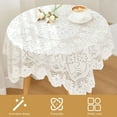 thumbnail image 5 of Square Lace Tablecloth, 90x90cm White Embroidered Table Cover, Polyester Fabric for Dining Tables, Coffee Tables, and Wedding Decor, 1 Piece, 5 of 7