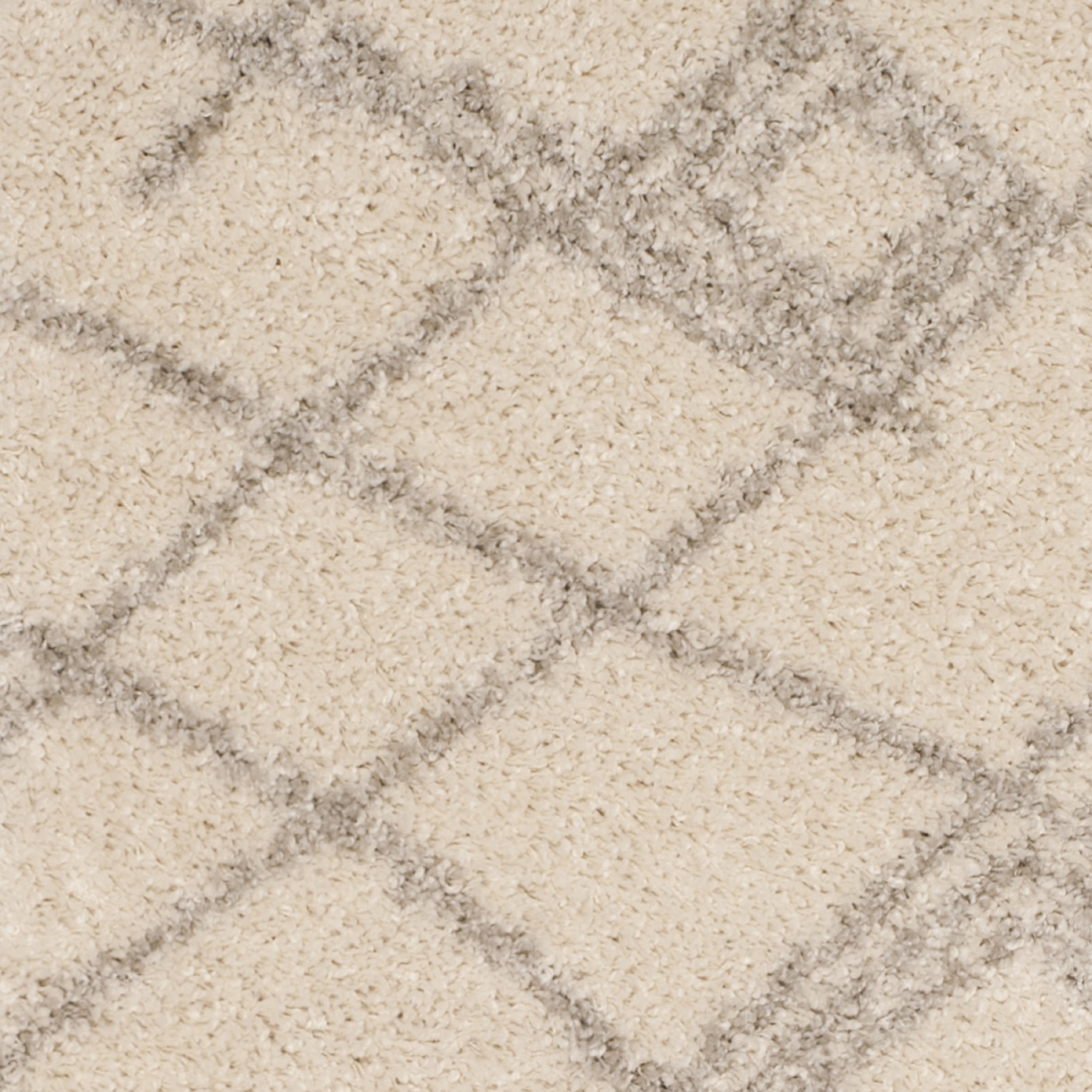 SAFAVIEH Arizona Almira Geometric Shag Runner Rug, Ivory/Grey, 2'3" x 8'
