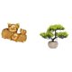 thumbnail image 1 of Estatua moderna de animal en resina y bonsái artificial, planta verde artificial para estantería, centro de mesa, adorno coleccionable, 1 of 8