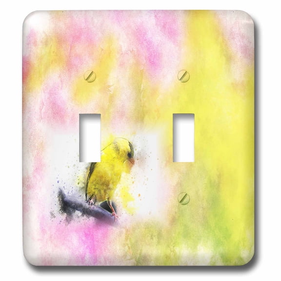 3dRose, Image of Watercolor Pink and Yellow With Yellow Bird, double toggle switch