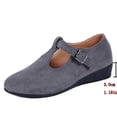 thumbnail image 6 of Rokment Wedge Dress Shoes for Women 2026 Spring Summer Fall Vintage Casual Suede Pointed Closed Toe Buckles Mid Heels Mary Jane Dressy Sandals Grey Size 8, 6 of 6