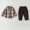 thumbnail image 4 of LYMAYTER Baby Kids Boys Denim Vest Outfits 3PCS Toddler Spring Fall Plaid Shirt Long Trousers Set for 9M-6 Years, 4 of 9