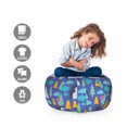 thumbnail image 2 of Cartoon Storage Toy Bag Chair, Item Illustration Girl Cloud Tree Colorful, Stuffed Animal Organizer Washable Bag, Small Size, Azure Blue Multicolor, by Ambesonne, 2 of 3