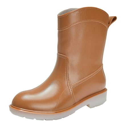 

Luiyenes Womens Rain Boots Hardwearing Slip On Waterproof Non Slip Cement Rain Shoes Rain Ankle Boots