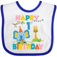 thumbnail image 3 of Inktastic Elephant and Giraffe 1st Birthday Boys or Girls Baby Bib, 3 of 4