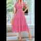 thumbnail image 5 of Vestidos Largos Verano para Mujer 2025, Informales, con Escote en V, Mangas Abullonadas, Fruncidos Holgados, Estilo Bohemio, para Playa, con Estampado Floral, Color Rosa, M, 5 of 10