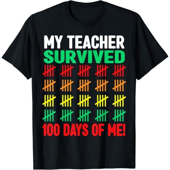 100 Days of School Shirt Kids 100th Day of School Costume T-Shirt, Back To School T-Shirt for Kids, Black, 180gsm, 100% Cotton