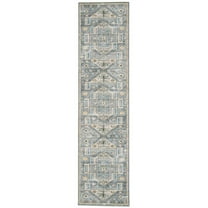 Linon Washable Kirby Polyester 2'x8' Rug in Gray