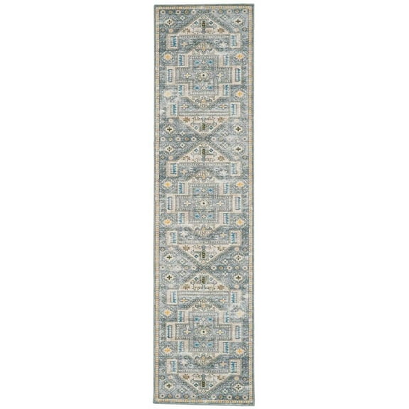 Linon Washable Kirby Polyester 2'x8' Rug in Gray