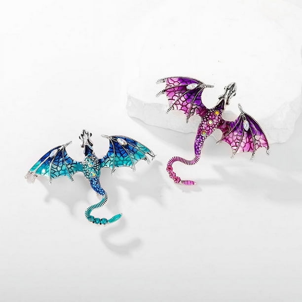 2 uds Pin De Pecho Recubrimiento De Aceite Por Goteo Diamante Dibujos Animados Dragón Volador Diseño Pin De Pecho Hombres Versátil Traje Personalizado Accesorios De Abrigo Broches Accesorios Sailing Electrónica