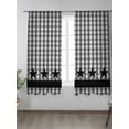 thumbnail image 2 of Sheer Curtains 63 inches Long, Checkered Art Abstract Gary Plaid Stars Decor Light Filtering Sheer Window Curtains Rod Pocket Voile Drapes for Bedroom Living Room, 52"W x 63"L 2 Panels, 2 of 7