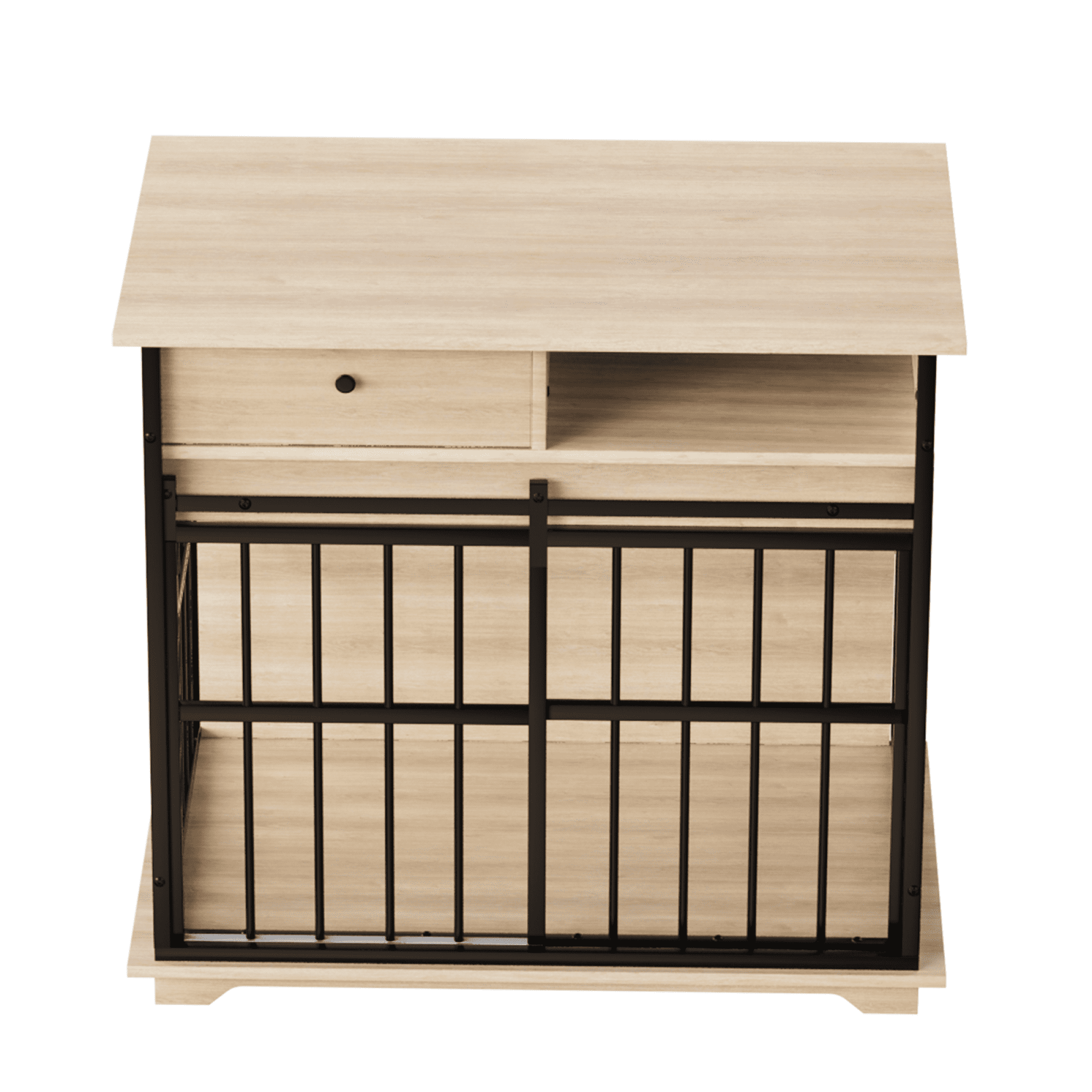 Leumius Dog Cage Furniture, Small Dog Cage Furniture Wooden Dog Pen Furniture for Small Dogs Black+Natural