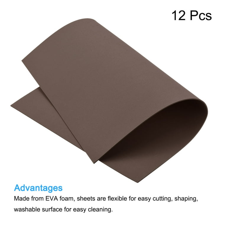 Eva Foam Sheets Brown 17.72 x 11.81 inch 2mm Thickness for Crafts DIY, 12 Pcs