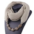 thumbnail image 2 of Ediodpoh Women's Linen Necklace Pendant Scarf Ethnic Style Soft Resin Pendant Neck Wrap Bohemian Fashion Accessory Coffee, 2 of 3