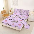 thumbnail image 2 of Manfei Cartoon Kitten Dessert Queen Sheets, Dessert Teapot Queen Sheet Sets, Lavender Pink, 4-Piece, 1 Flat Sheet, 1 Fitted Sheet and 2 Pillowcases, 2 of 6