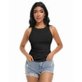 thumbnail image 3 of Womens Sleeveless Ribbed Fitted Tank Top Racerback Crew Neck Casual Vest, 3 of 6
