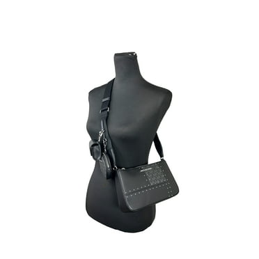 Michael Kors Jet Set Travel Small Metallic Patchwork and Signature Logo Crossbody Bag (Black)