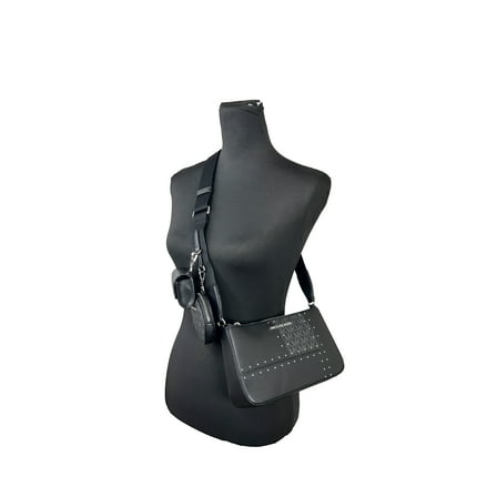 Michael Kors Jet Set Travel Small Metallic Patchwork and Signature Logo Crossbody Bag (Black)