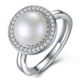 thumbnail image 1 of Anillos de piedra natal de cristal chapados en oro Anillos para mujer 1,5 CM blanco, 1 of 5