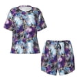 thumbnail image 5 of Wukai Purple Marble Texture Women's Pajama Set,Short-Sleeve Top and Shorts with Elastic Waistband and Pockets for Loungewear, Yoga, and Casual Wear-, 5 of 8