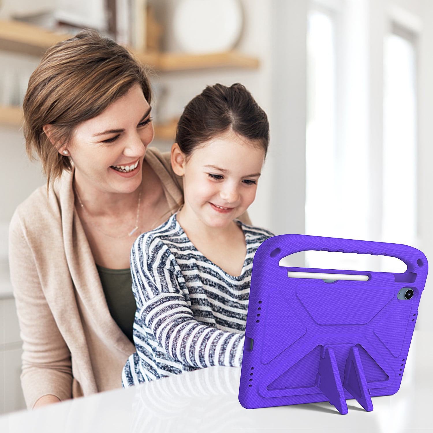 ELEHOLD for iPad 10th Generation 10.9" 2022 Rugged Case Kids Friendly EVA Full Body Protective Handle Grip Pencil Holder Kickstand Shockproof Kids Case for iPad 10th,Purple