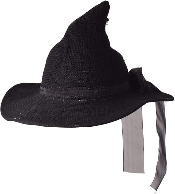 Knitted Wool Witch Hat with Wide Brim for Halloween Costume and Winter Wear