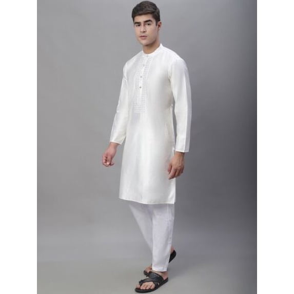 eloria Men Embroidered White Kurta Pajama for Partywear Festival Kurta Indian Kurta Set Embroidery Design