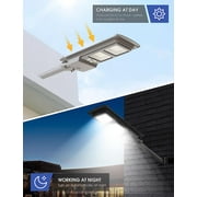 300W Solar Street Lights Outdoor, Solar Parking Lot Lights Outdoor Dusk to Dawn with Remote Control, 14000 lumens Super Bright, Commercial Lights for Playground, Barn