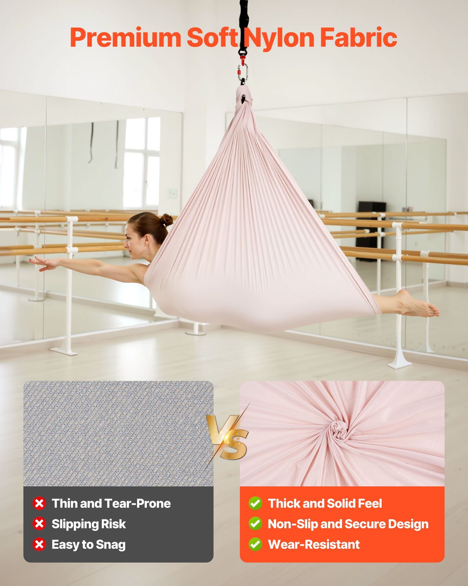 CAFORKP Aerial Yoga Hammock with 300 lbs Capacity - Double-Layer Nylon Silk & Portable Zipper Bag for Family Fun, Muscle Toning and Flexibility Training (Yoga Swing/Indoor Hammock Combo)