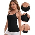 thumbnail image 3 of DARING DIVA Women's Spaghetti Straps Flowy Pleated Front Camisole Tops M Black, 3 of 6