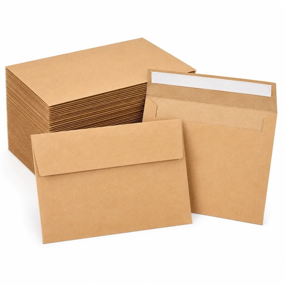 4x6 Inch Self Seal Kraft Envelopes Pack of 50 Perfect for Postcards and Invitations