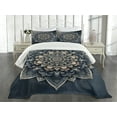 thumbnail image 3 of Ambesonne Navy Blue Quilted Bedspread Set 3 Pcs, Exotic Mysterious Mandala, Queen Size, Night Blue Dimgray Ecru, 3 of 4