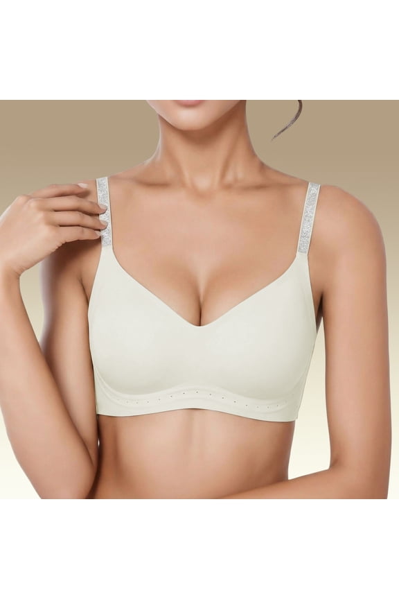 Seamless Wireless T Shirt Bralette With Light Padding Lift Comfort Bra For Daily Casual Wear, XXL, White