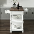thumbnail image 4 of Kitchen Island Wood Top - Storage Island Cart, White/Dark Brown, 42" Wide, Transitional Design, 4 of 5