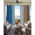 thumbnail image 4 of Blue Brown Blackout Curtains, Light Blocking Print Window Curtains, Gradient Wood Grain Farmhouse Country Thermal Insulated Window Drapes for Living Room Kitchen Cafe 2 Panels, 84"W x 63"L, 4 of 9