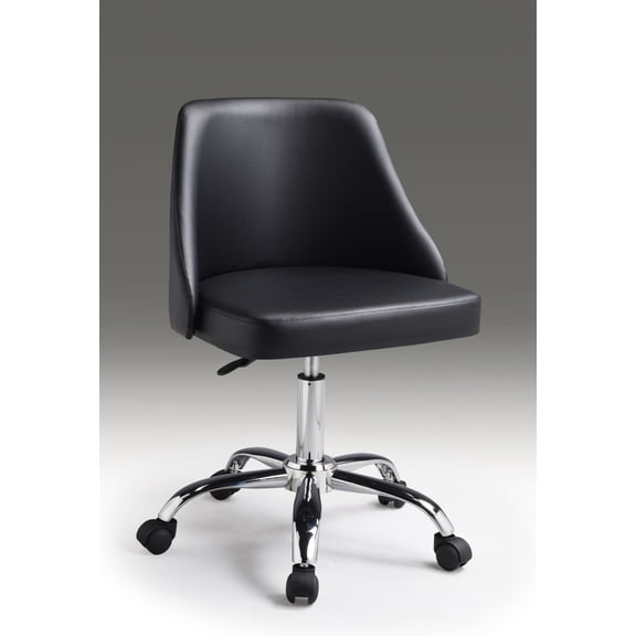 Black Polyurethane Office Chair with Chrome Base