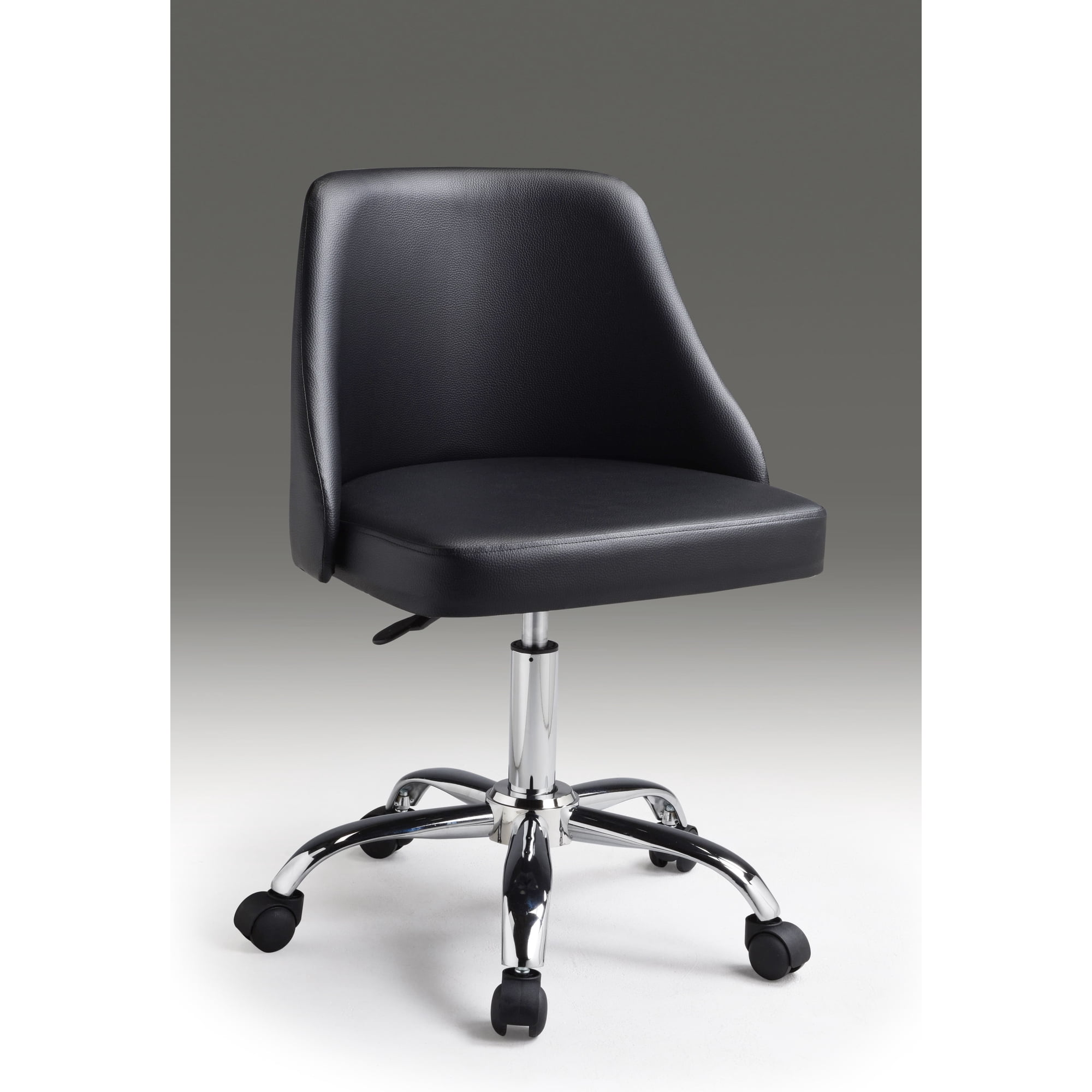 black polyurethane office chair with product