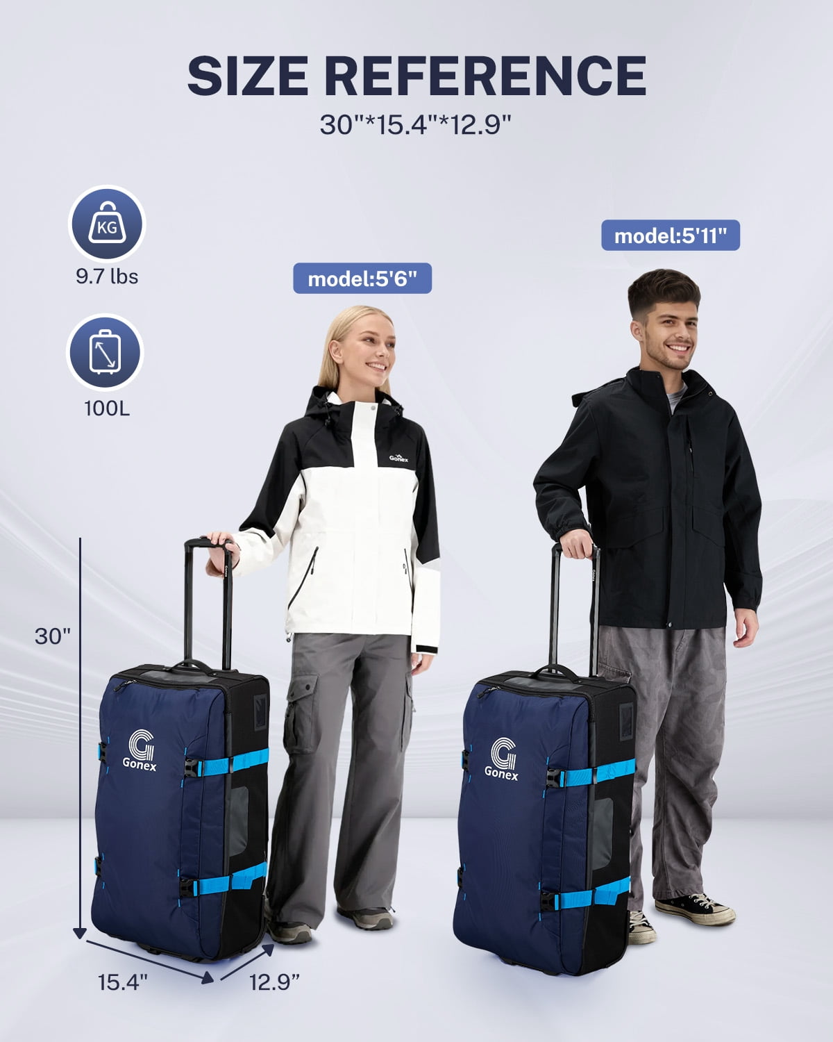 Gonex 30-Inch Large Rolling Duffel Bag with Wheels, Water Repellent Lightweight Wheeled Travel Duffle Luggage with TSA Lock & Telescopic Handle