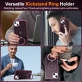 thumbnail image 6 of ELEHOLD Magnetic Matte Case for iPhone 16 Plus with Ring Holder Stand Cover, Compatible with MagSafe Work with Magnetic Car Mount Hybrid Shockproof Slim Case for 6.1" iPhone 16 Plus,Winered, 6 of 7