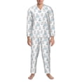 thumbnail image 3 of Naloa Playful Polar Bear Pals Men’s Pajamas Set - Long Sleeve Button Down Sleep Shirt and Pajama Bottoms Sleepwear Set-Small, 3 of 7