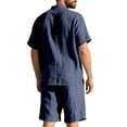 thumbnail image 3 of ZZwxWA Mens Linen 2 Piece Set Casual Short Sleeve Henley Shirts and Beach Yoga Shorts Summer Vacation Matching Outfits Reduced Price, 3 of 5