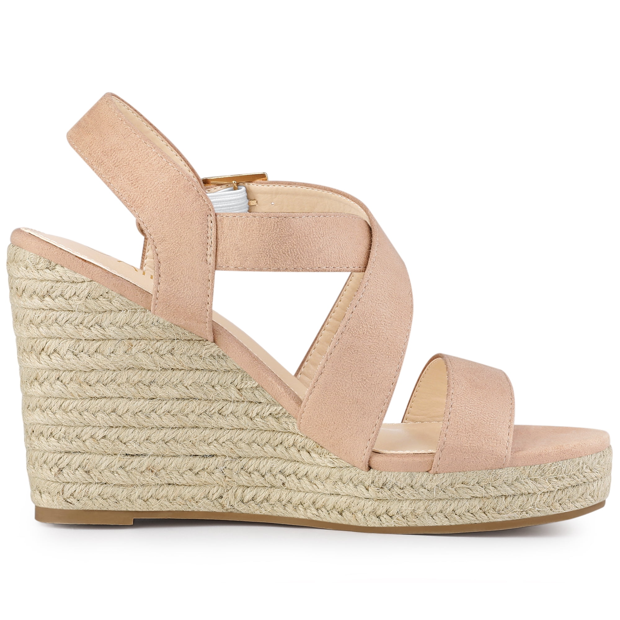 DARING DIVA Women's Stylish Espadrilles Platform Slingback Wedges Sandals Nude 8.5