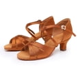 thumbnail image 3 of IWRICH Women's Latin Dance Shoes Satin Professional Ballroom Salsa Practice Performance Wedding Dancing Shoes Brown1 5, 3 of 9