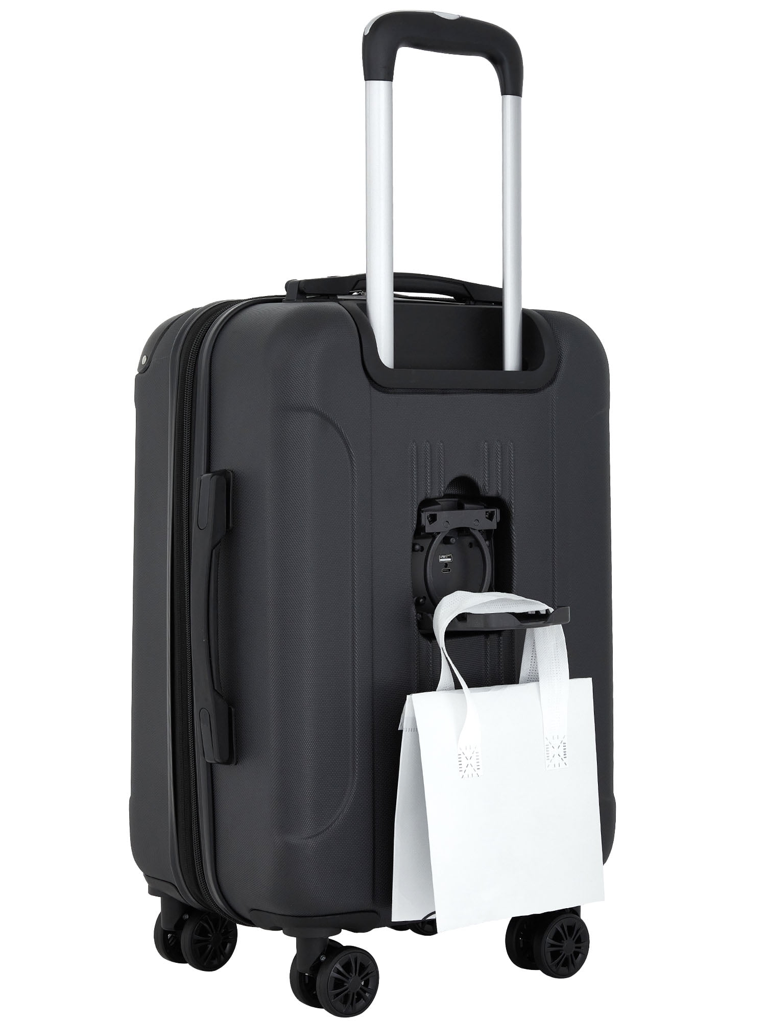 Travelers Club 3-Piece ABS Spinner Expandable Luggage Set with Cup Holder and USB Port - Black