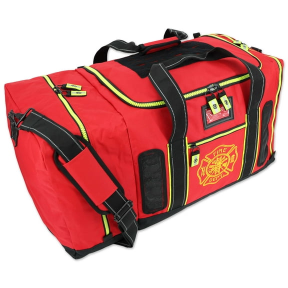 Lightning X Quad-Vent Firefighter Turnout Gear Bag - Top Load w/ Helmet Compartment, Mesh Vents & Maltese Cross - RED