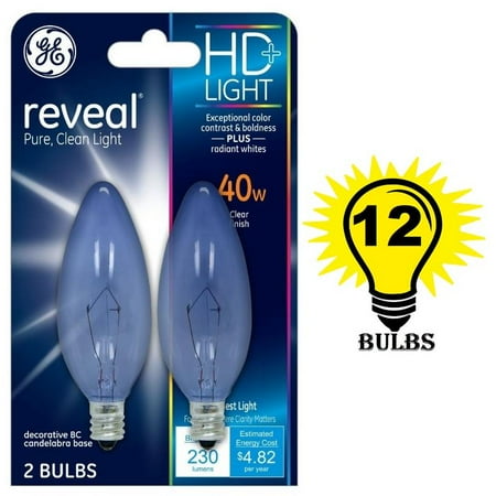 Ge Reveal 40 Watt Ceiling Fan Incandescent Light Bulb 12 Bulbs